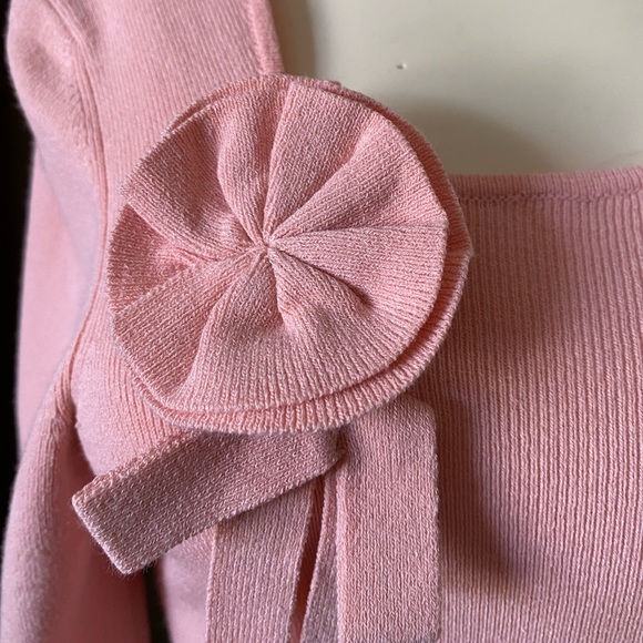 LOFT Ann Taylor vintage knit sweater stretch material women SP flower accent - Picture 3 of 10